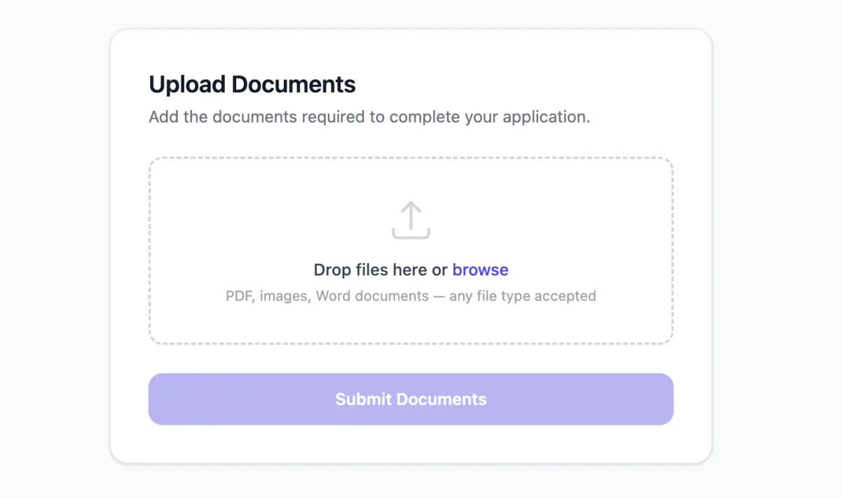 Upload documents dropzone